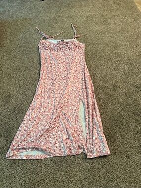 Pink Floral Summer Dress Shein Size L